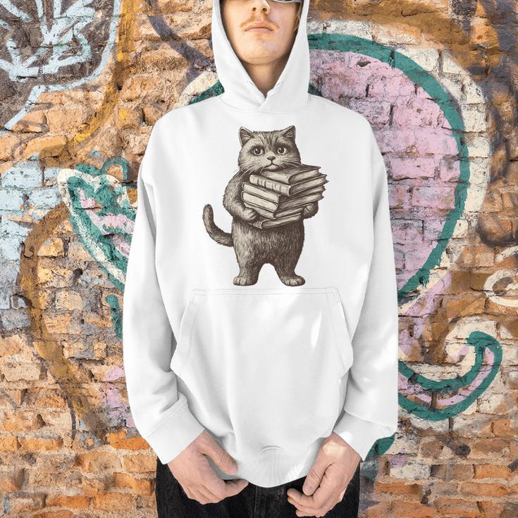 Cat Book Lover Reading Men Women Kids Men Hoodie