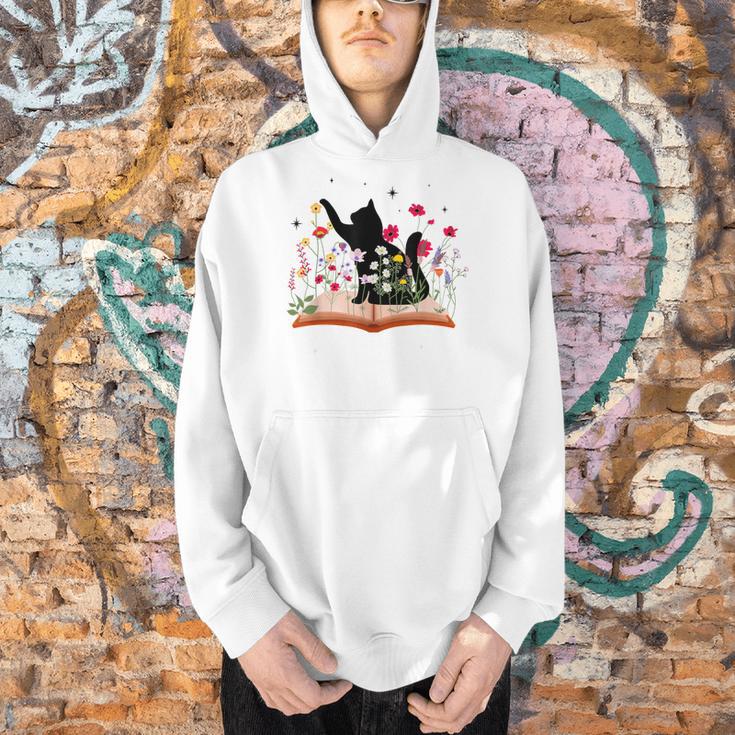 Cat Kitten Wildflower Book Pet Owner Librarian Men Hoodie