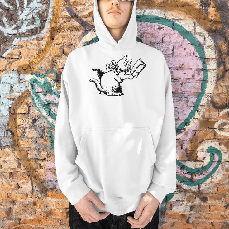 Cat Reading a Book Print Men Hoodie
