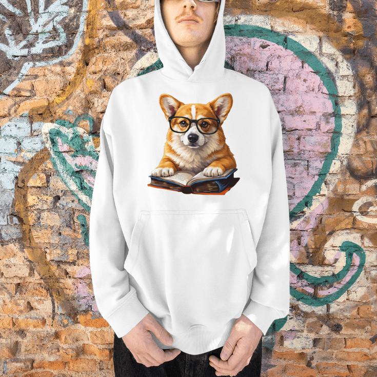 Cute Dog Corgi Reading Book Men Hoodie Cute Dog Corgi Reading Book Men Hoodie