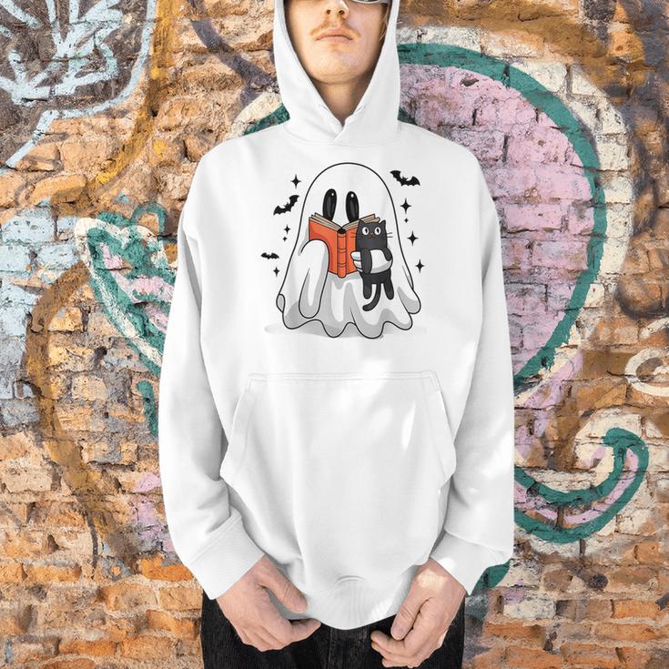 Cute Halloween Ghost Reading Book Men Hoodie