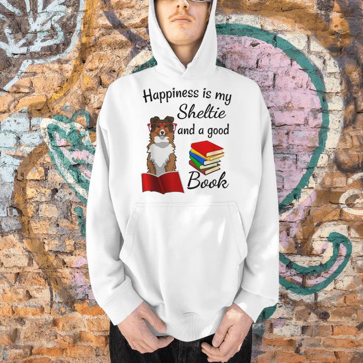 Cute Happiness Is Sheltie And Books Sheltie Mom Men Hoodie