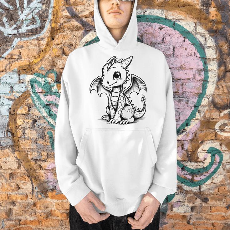Cute Kawaii Dragon Coloring Book Art Color In Men Hoodie