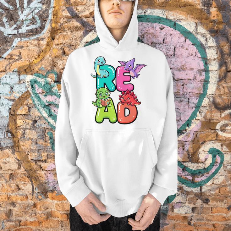 Dinosaur Read Book Lover Dino Reading Kids Premium Tri-Blend Men Hoodie