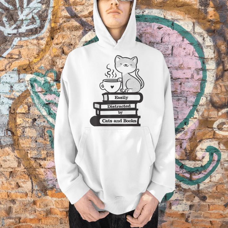 Easily Distracted Cats And Books Men Hoodie Easily Distracted Cats And Books Men Hoodie