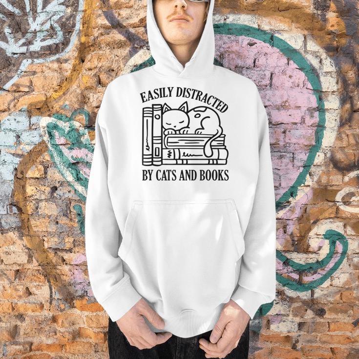 Easily Distracted By Cats And Books Shirt Cat And Book Lover Men Hoodie Easily Distracted By Cats And Books Shirt Cat And Book Lover Men Hoodie