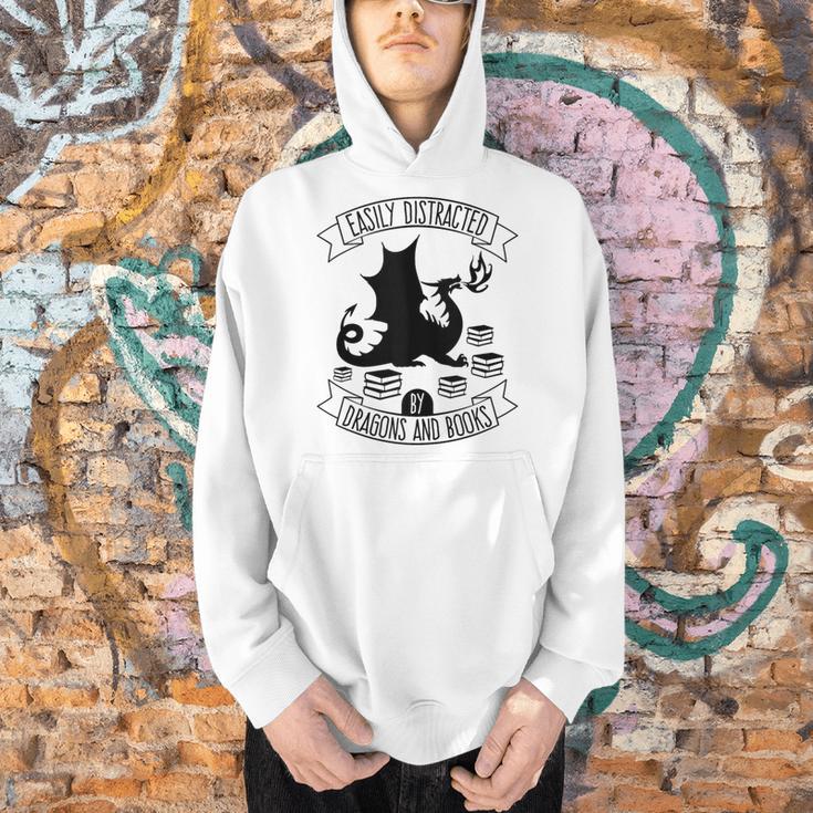 Easily Distracted By Dragons And Books Dragon & Book Men Hoodie