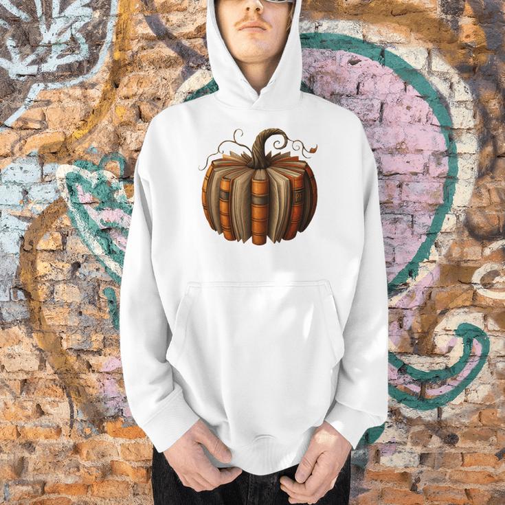 Fall Book Pumpkin Halloween Retro Fall Librarians Bookworm Men Hoodie