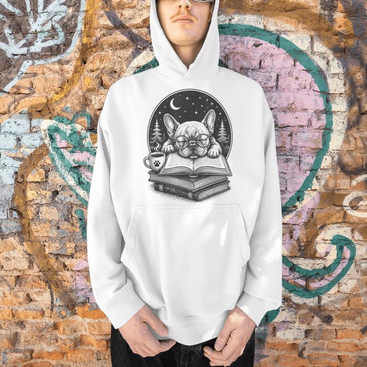 French Bulldog Reading Book Coffee Sky Glasses Men Hoodie French Bulldog Reading Book Coffee Sky Glasses Men Hoodie