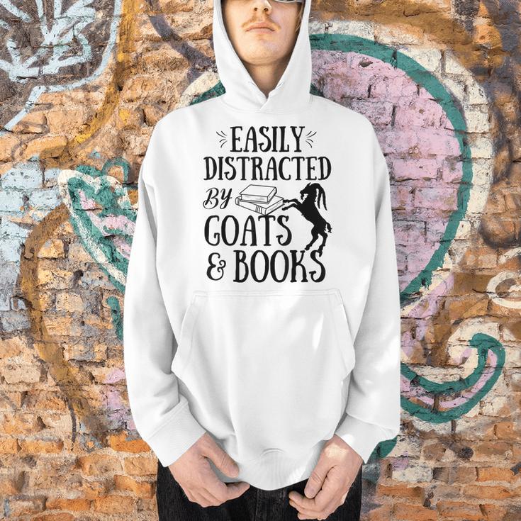 Goat Quote Easily Distracted By Goats And Books Lover Men Hoodie