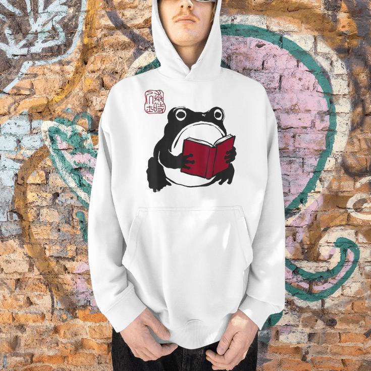 Grumpy Frog Book Lover Librarian Anime Japanese Men Hoodie
