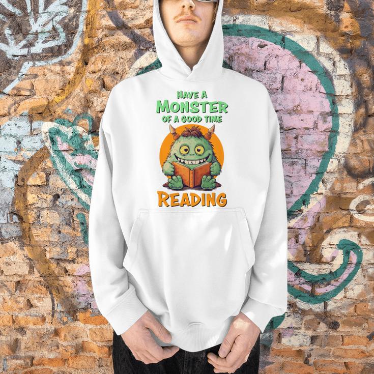Halloween Teacher Librarian Monster Reading Books Performance Men Hoodie