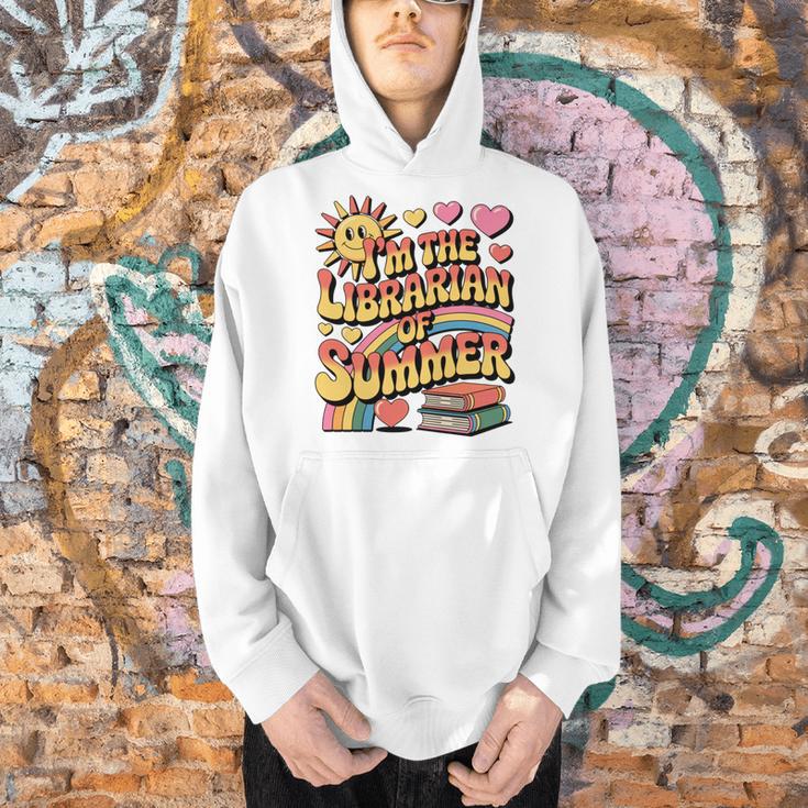 I'm The Librarian Of Summer Groovy Rainbow Retro Book Lover Men Hoodie