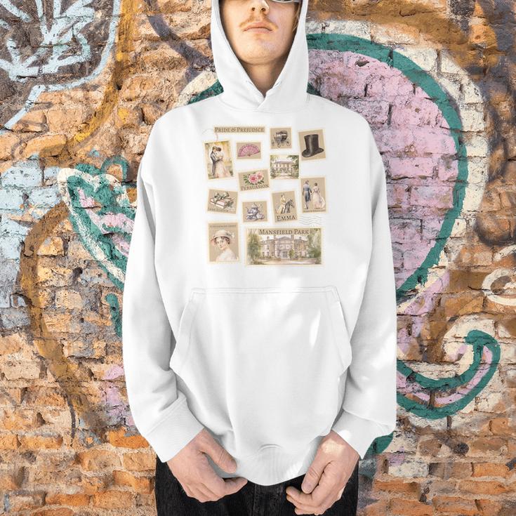 Jane Austen Book Classic Literature Stamp Collage Premium Tri-Blend Men Hoodie