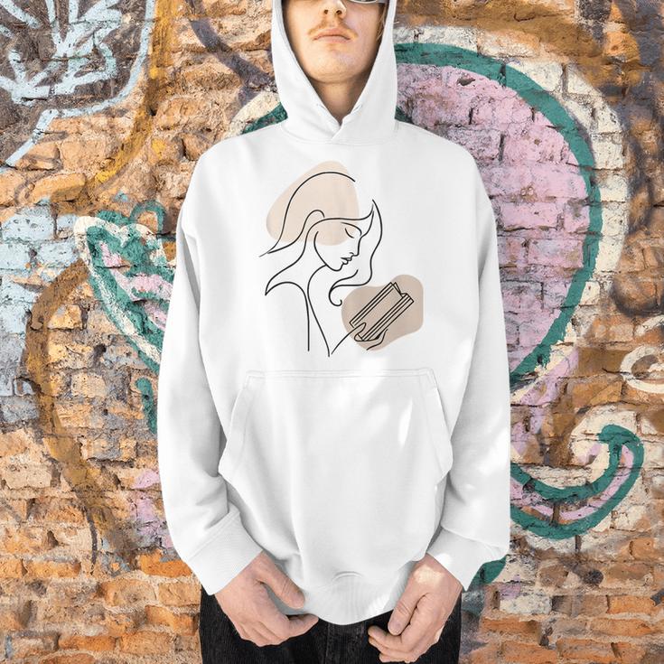 Line Art Abstract Minimalist Minimal For Book Lover Women Men Hoodie