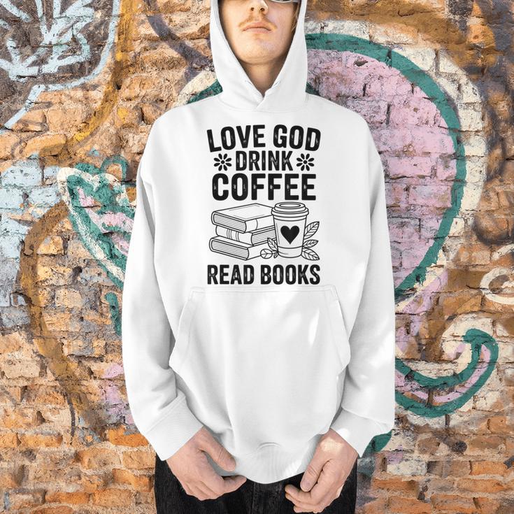 Love God Drink Coffee Read Books For Book Lovers Men Hoodie