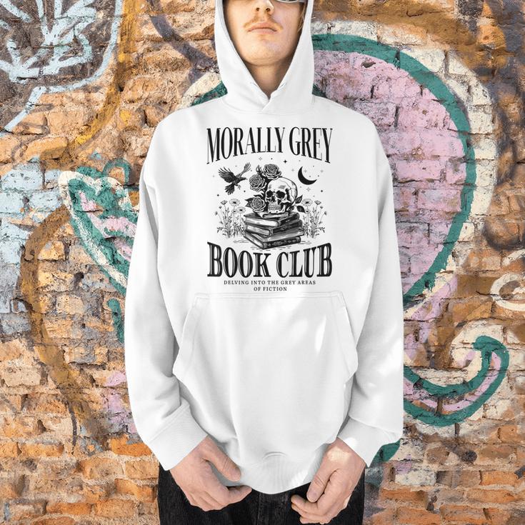 Morally Grey Book Club Skeleton Books Lover Bookworm Men Hoodie