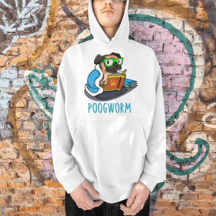Nerdy Pug Reading Books Poogworm Pug Bookworm Men Hoodie