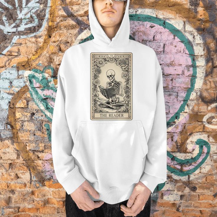 Occult Reader Tarot Card Book Lover Skeleton Reading Men Hoodie Occult Reader Tarot Card Book Lover Skeleton Reading Men Hoodie