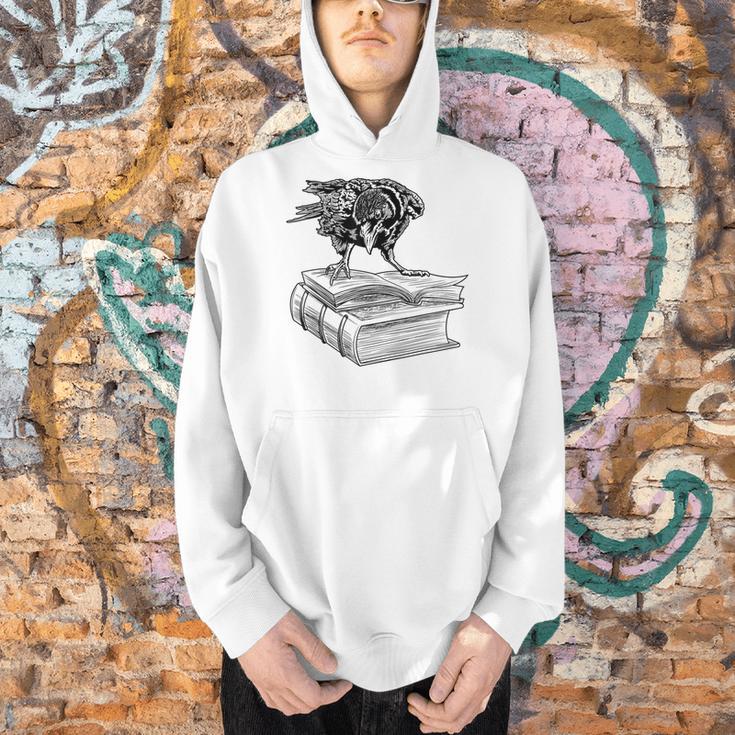 Raven Crow Book Aesthetic Dark Academia Bookworm Men Hoodie