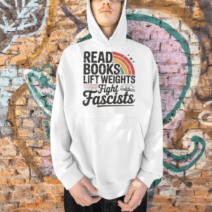 Read Books Lift Weights Fight Fascists Bookworm Book Lover Men Hoodie