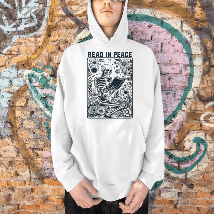 Read In Peace Book Lover Bookworm Skeleton Book Lover Performance Men Hoodie