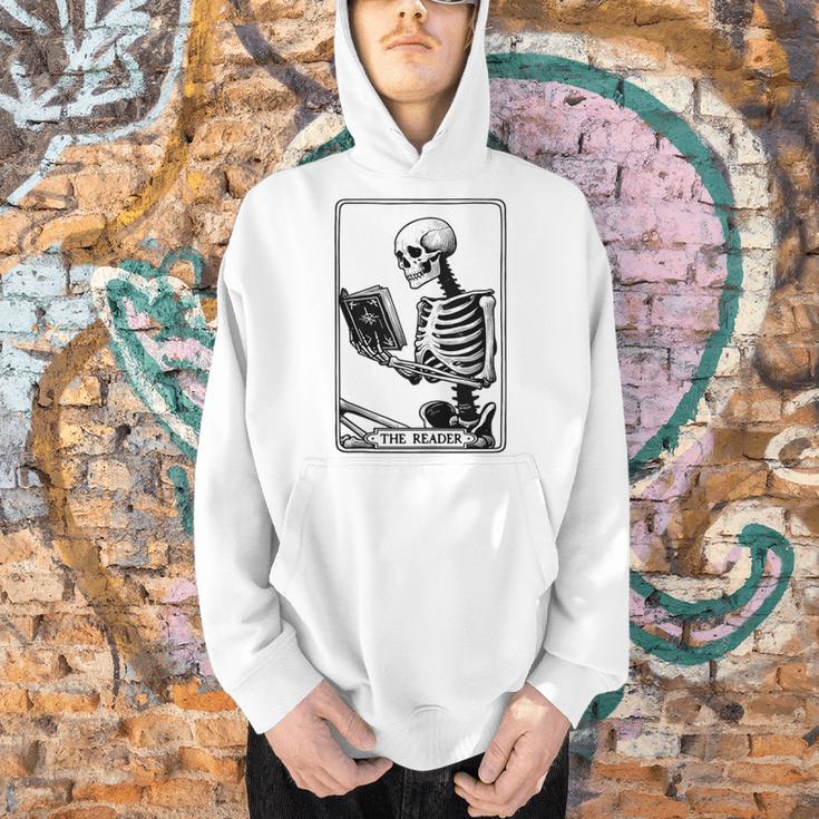 The Reader Tarot Card Skeleton Reading Book Books Men Hoodie