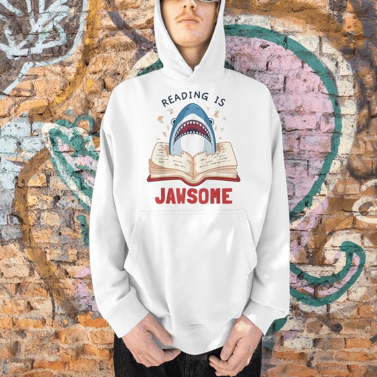Reading Is Jawsome Bookworm Shark Book Lover For Kids Men Hoodie