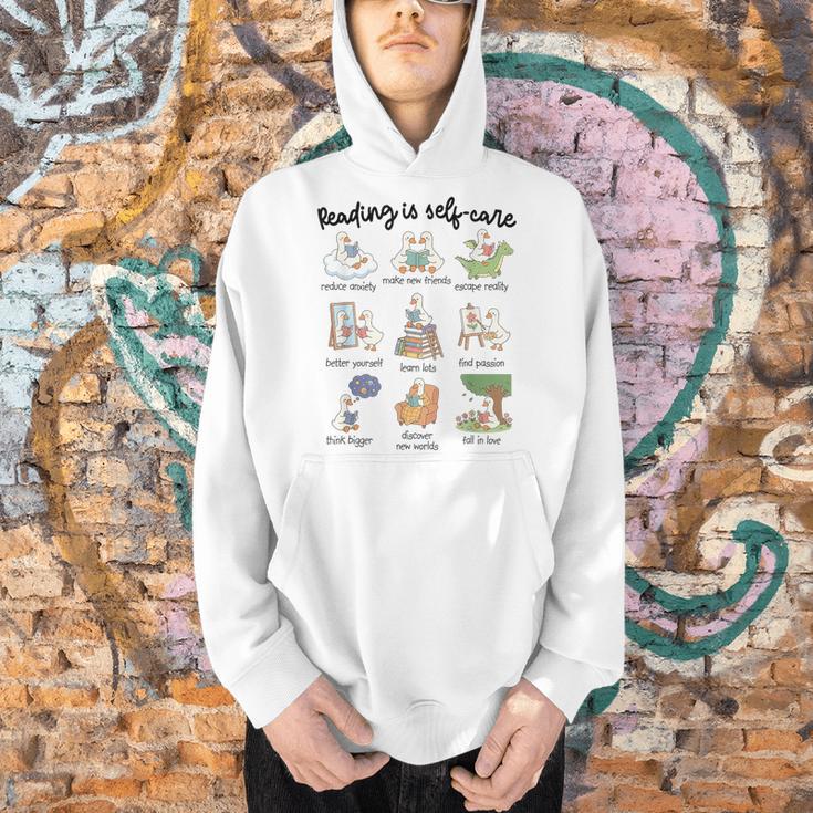 Reading Is Self-Care Silly-Goose Reading Book Bookish Reader Men Hoodie