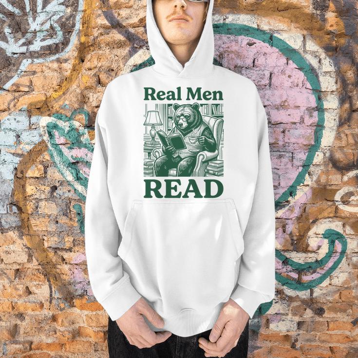 Real Men Read Cute Bear Tea Book Lover Men Boys Reading Premium Tri-Blend Men Hoodie