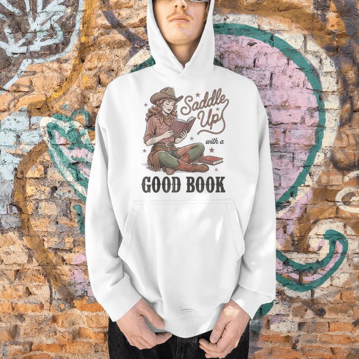 Saddle Up With A Good Book Western Reading Men Hoodie Saddle Up With A Good Book Western Reading Men Hoodie