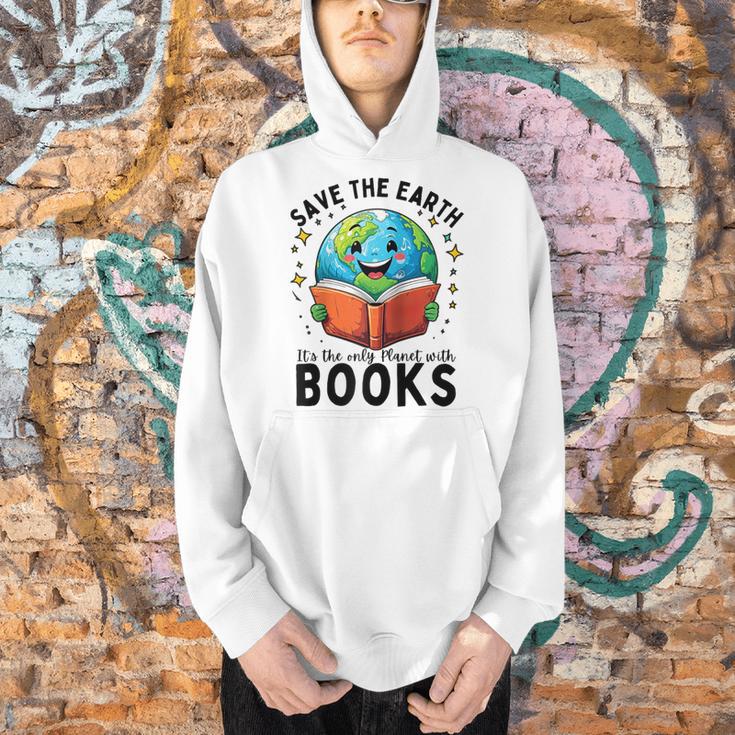 Save Earth It's Only Planet With Books Reader Earth Day Raglan Baseball Tee Men Hoodie