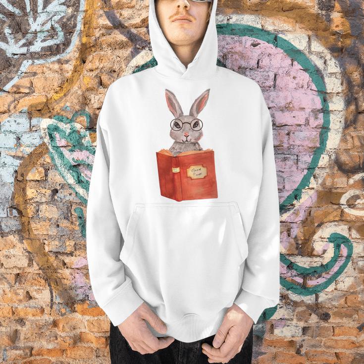 Studious Studying Bunny Book Lover Reading Geek Rabbit Men Hoodie