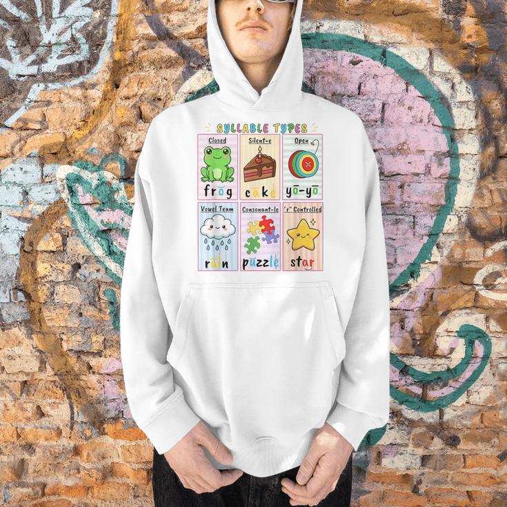 Syllable Types Teacher Phonics Reading Science Of Reading Men Hoodie