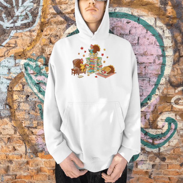 Turkey Reading Books Fall Librarian Book Lover Teacher Kids Men Hoodie Turkey Reading Books Fall Librarian Book Lover Teacher Kids Men Hoodie