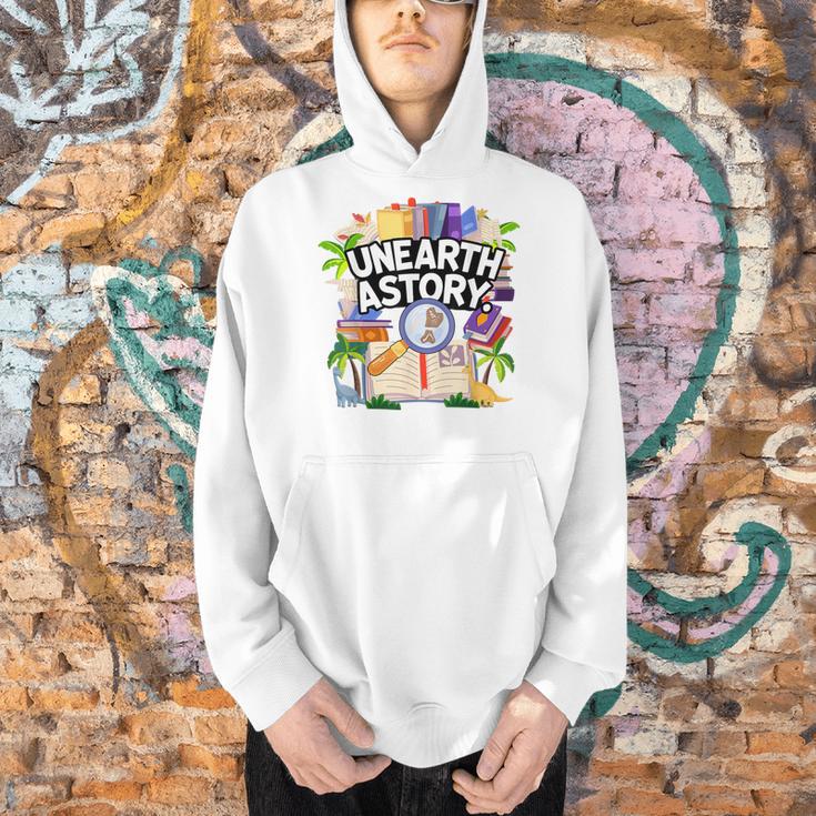 Unearth A Story Reading Book Summer Book Lover Men Hoodie