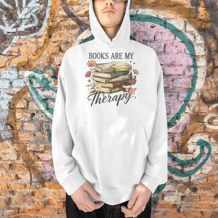 Vintage Floral Books Are My Therapy Book Lover Reading Men Hoodie