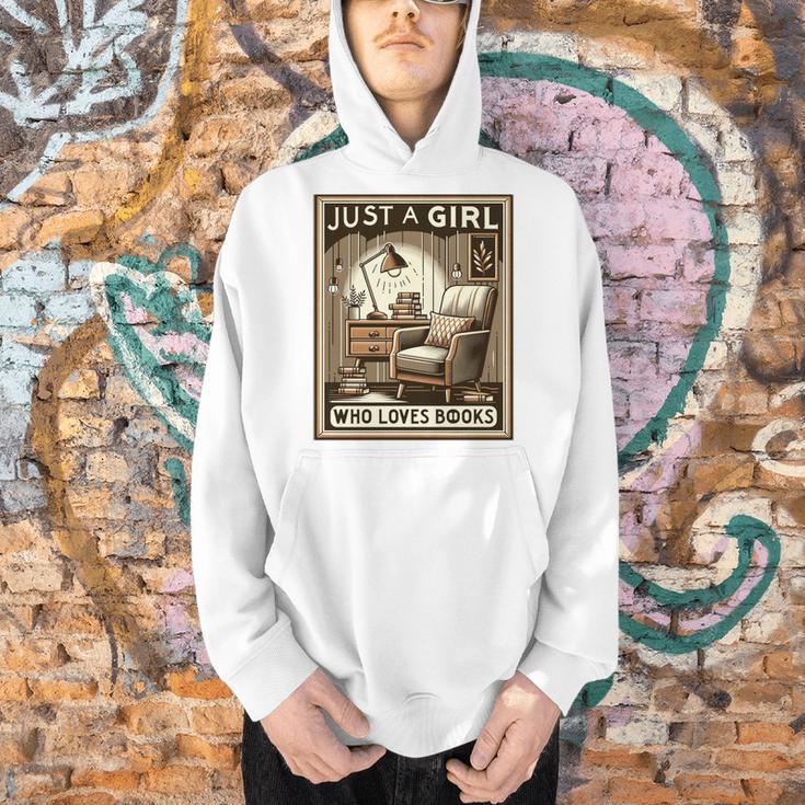 Vintage Just A Girl Who Loves Books Women Book Worm Reading Performance Men Hoodie