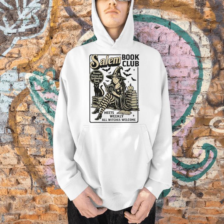 Vintage Salem Book Club Cat Bookish Spooky Halloween Men Hoodie