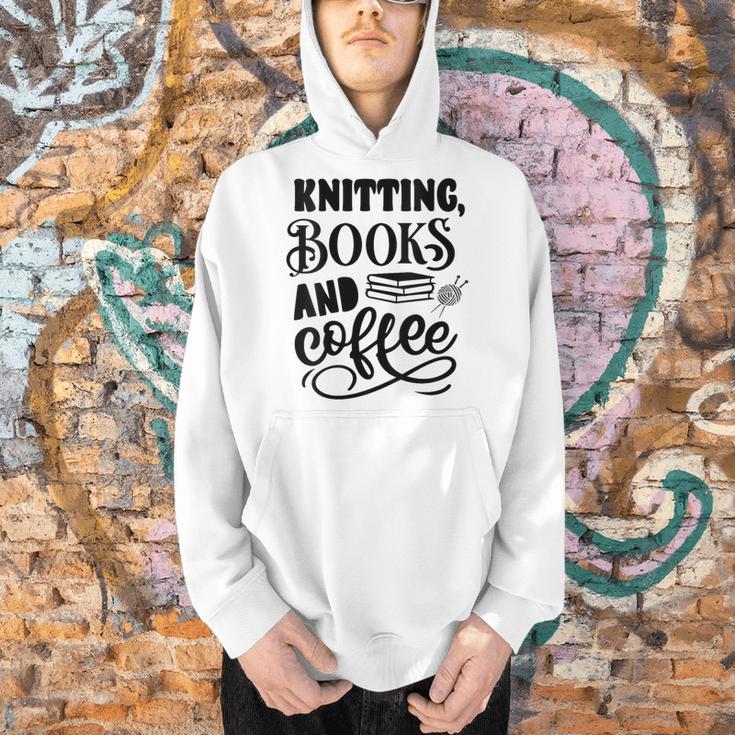 Women's Knitting Books And Coffee Knitter Reader Coffee Lover Men Hoodie