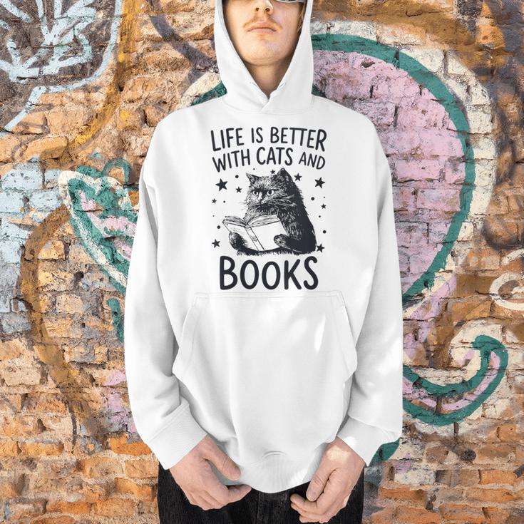 Women's Life Is Better With Cats And Books Cat Men Hoodie