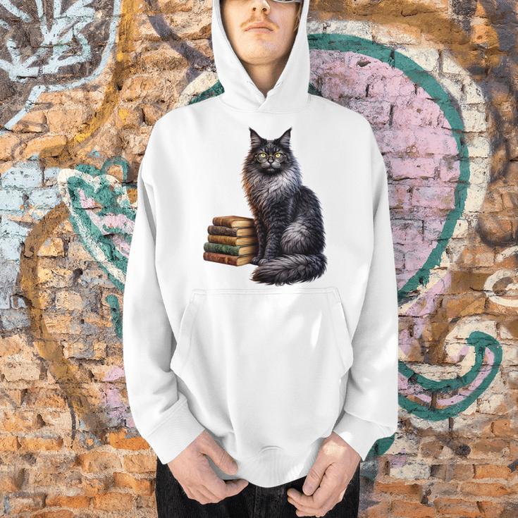Women's Smokey Maine Coon Cat Book Lover Men Hoodie Women's Smokey Maine Coon Cat Book Lover Men Hoodie