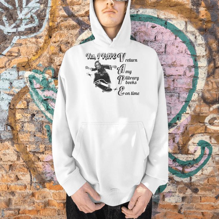 Yes I Vape Return My Library Books On Time Skeleton Skater Men Hoodie