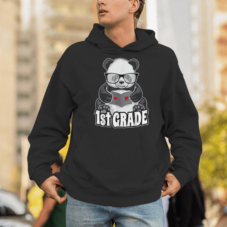 1st Grade Back To School Panda Book Reader Teacher Heart Men Hoodie 1st Grade Back To School Panda Book Reader Teacher Heart Men Hoodie