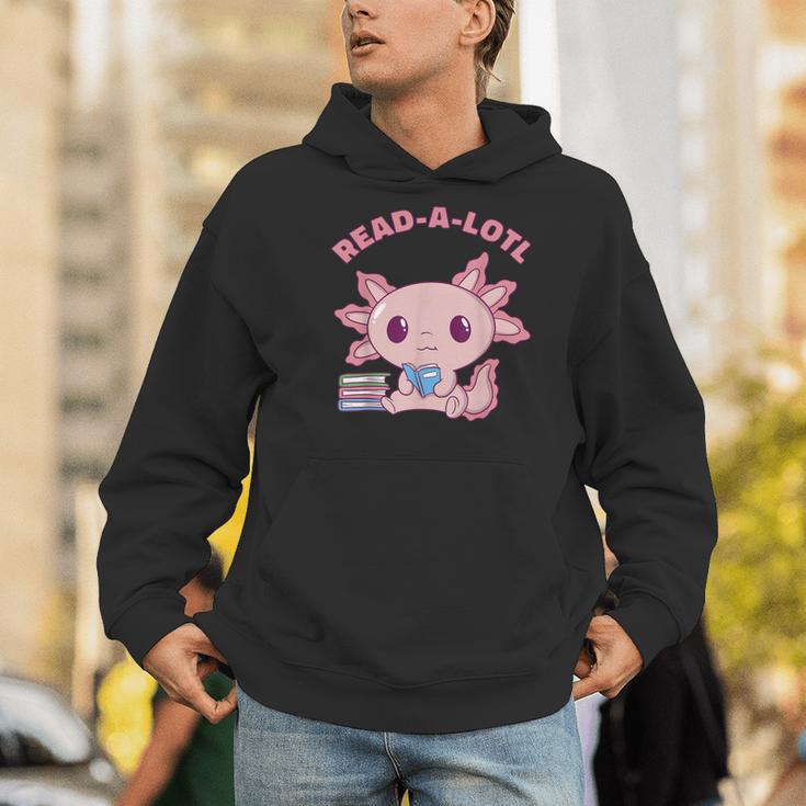 Axolotl Read A Lotl Book Lover Reading Books Cute Men Hoodie