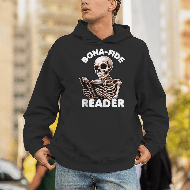 Bonafide Reader Cute Skeleton Reading a Book Lover Bookish Men Hoodie