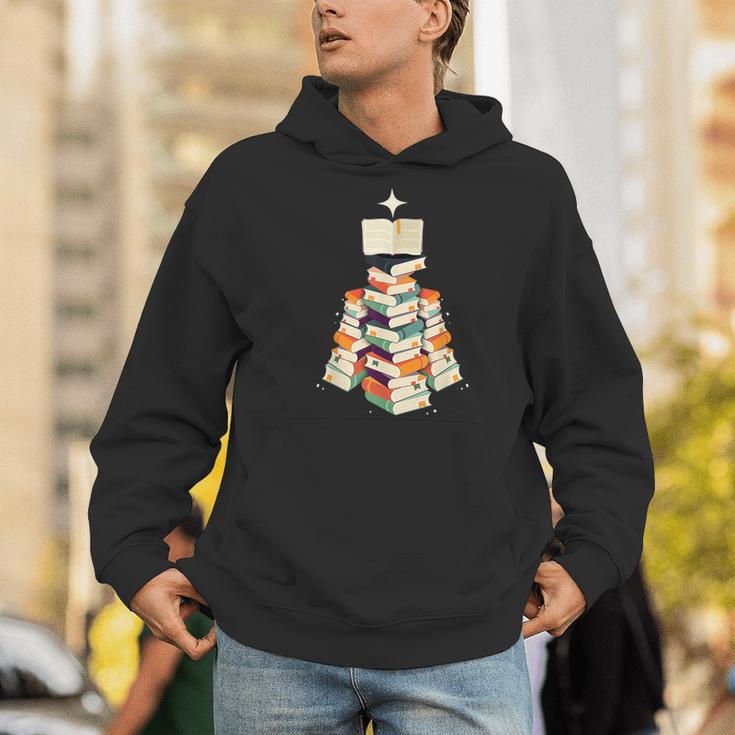 Book Lover Bookworm Librarian Merry Christmas Tree Men Hoodie