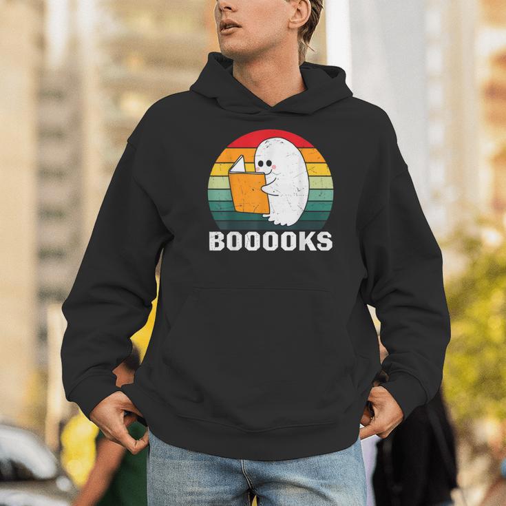 Booooks Funny Halloween Ghost Books For Bookworm Readers Men Hoodie