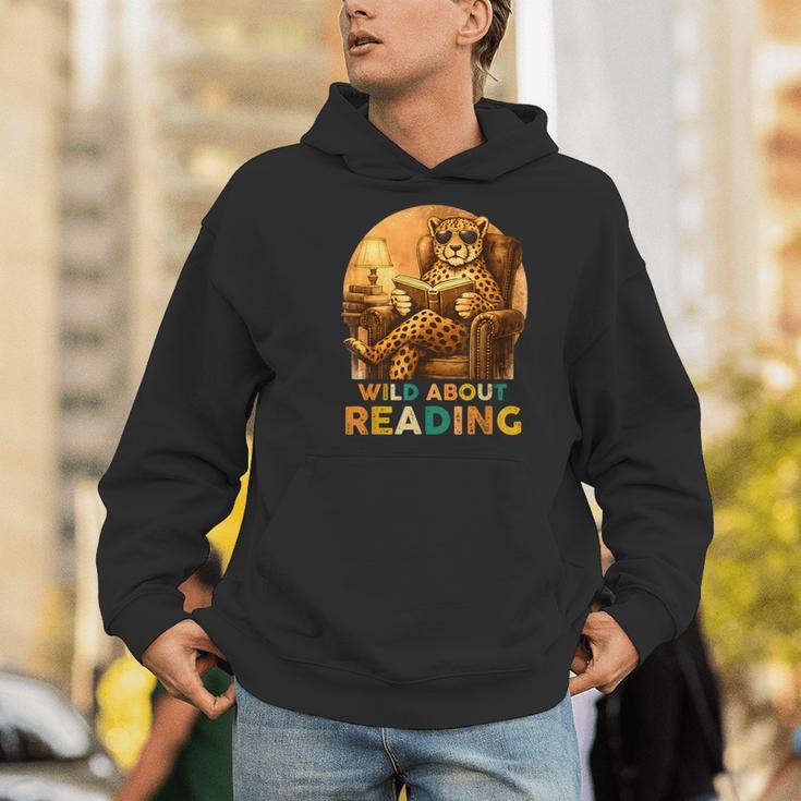Boys Animal Wild About Reading Cheetah Book Men Hoodie Boys Animal Wild About Reading Cheetah Book Men Hoodie