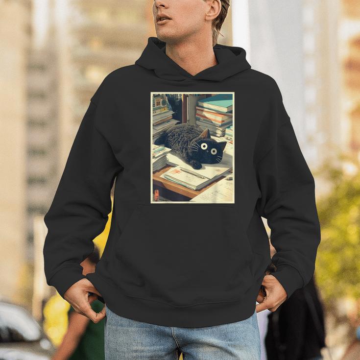 Cat Teacher Student School Last Day Books First 100th Day Men Hoodie